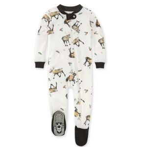 🫐3/$30 Burt's Bees Baby Cream and Gray Animal Festive Footie size 0-3m